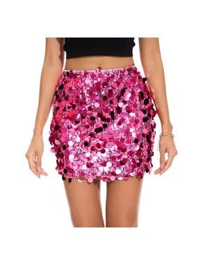 Sequin Bodycon Mini Skirt Women Stretchy Sparkly Club Party